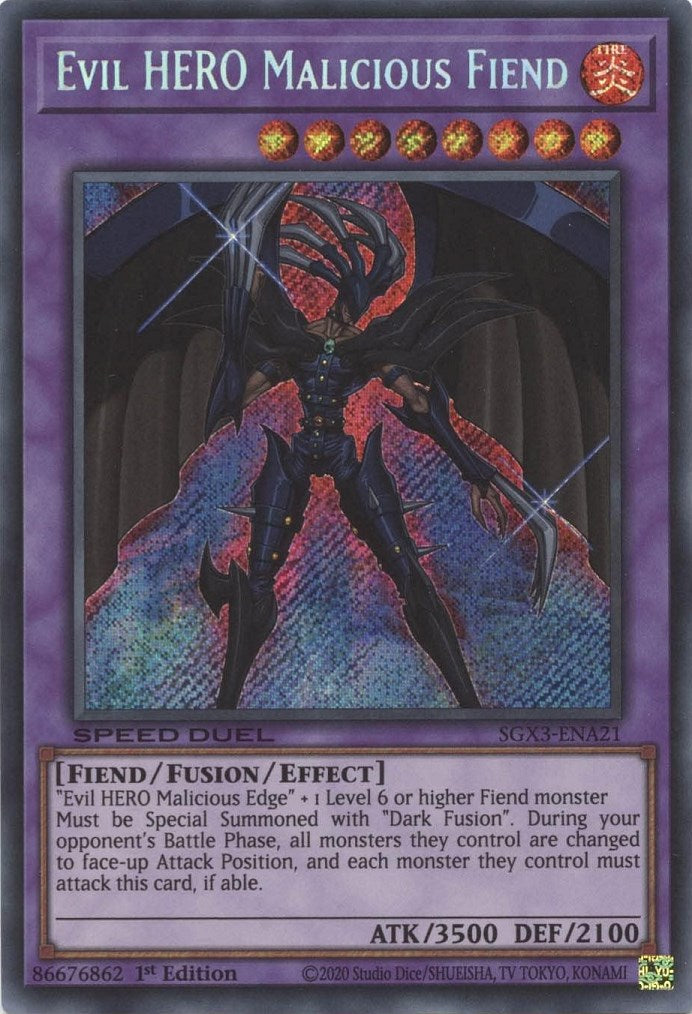 HÉROE Malvado Demonio Malicioso [SGX3-ENA21] Secreto Raro 