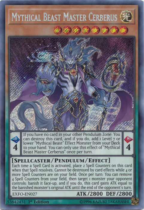 Maestro de Bestias Míticas Cerbero [EXFO-EN027] Secreto Raro 