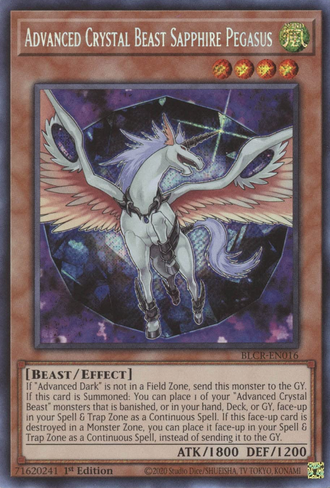 Bestia de Cristal Avanzada Pegaso Zafiro [BLCR-EN016] Secreta Rara 