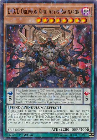 D/D/D Oblivion King Abyss Ragnarok [SP17-EN029] Starfoil Rare 